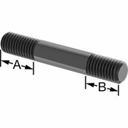 BSC PREFERRED Black-Oxide Steel Threaded on Both Ends Stud M10 x 1.5mm Thread 20mm and 16mm Thread len 65mm Long 93210A040